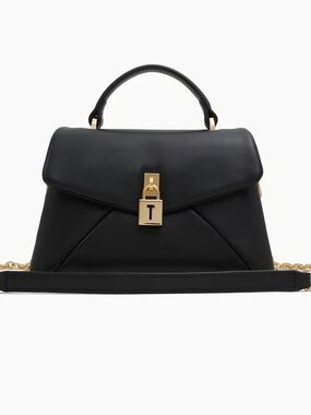 Ted Baker Black Leather Poppy Mini Top-Handle Satchel with Gold Lock NWT